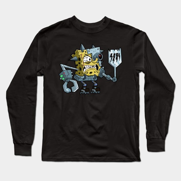 cyborg Sponge bob Long Sleeve T-Shirt by DavidGagnon14